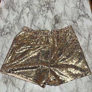 Gold Sequined party shorts size L us